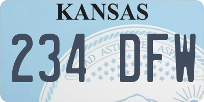 KS license plate 234DFW