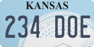 KS license plate 234DOE