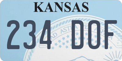KS license plate 234DOF