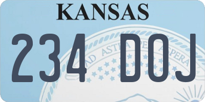KS license plate 234DOJ
