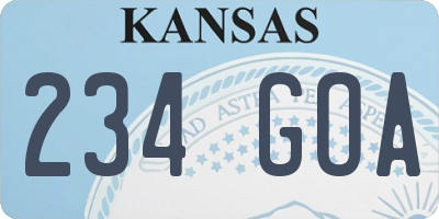 KS license plate 234GOA