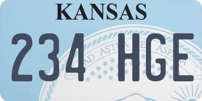 KS license plate 234HGE