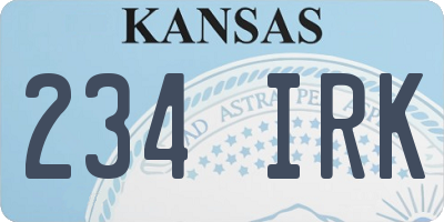 KS license plate 234IRK