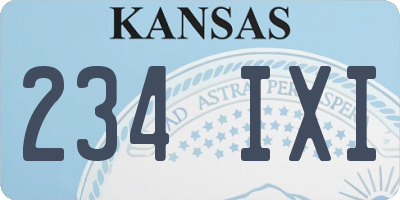 KS license plate 234IXI