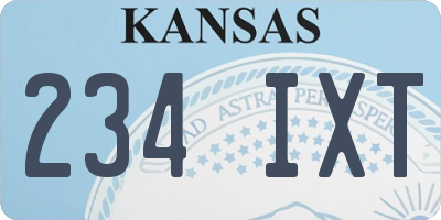 KS license plate 234IXT