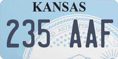 KS license plate 235AAF