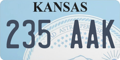 KS license plate 235AAK