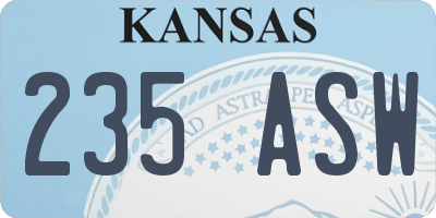 KS license plate 235ASW