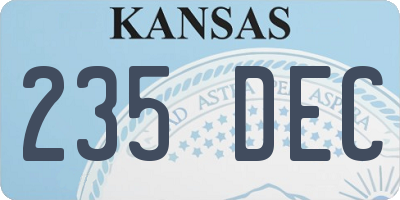 KS license plate 235DEC