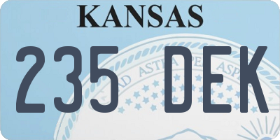 KS license plate 235DEK