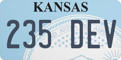 KS license plate 235DEV
