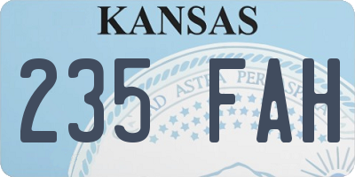 KS license plate 235FAH