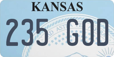KS license plate 235GOD