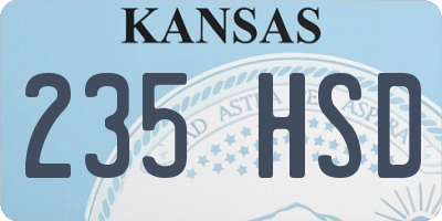 KS license plate 235HSD