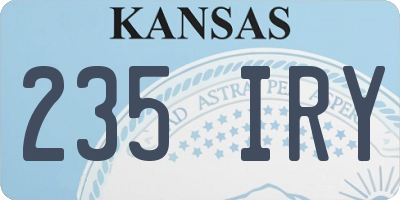 KS license plate 235IRY