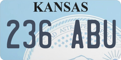 KS license plate 236ABU