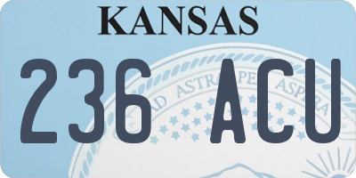 KS license plate 236ACU