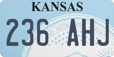 KS license plate 236AHJ