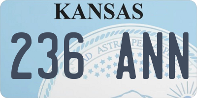 KS license plate 236ANN