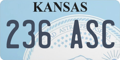 KS license plate 236ASC