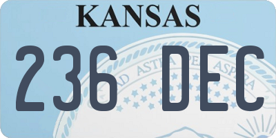KS license plate 236DEC