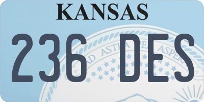 KS license plate 236DES