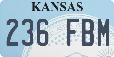 KS license plate 236FBM