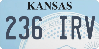 KS license plate 236IRV