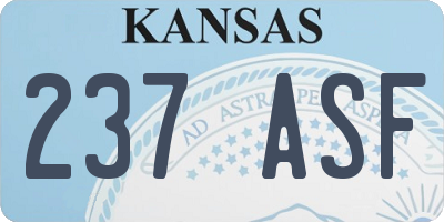 KS license plate 237ASF
