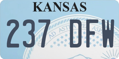 KS license plate 237DFW