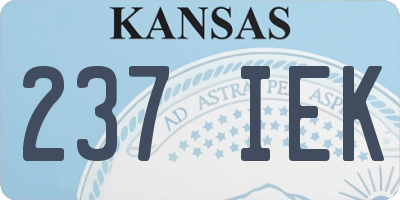 KS license plate 237IEK