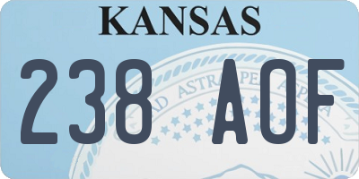 KS license plate 238AOF