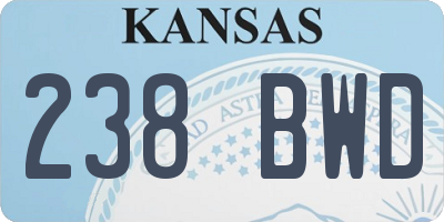 KS license plate 238BWD