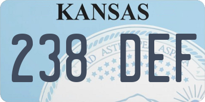 KS license plate 238DEF