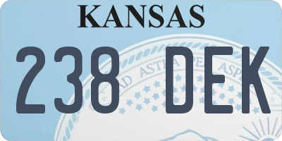KS license plate 238DEK
