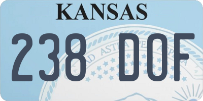 KS license plate 238DOF