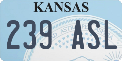 KS license plate 239ASL