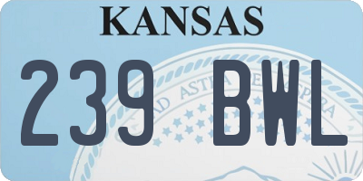 KS license plate 239BWL