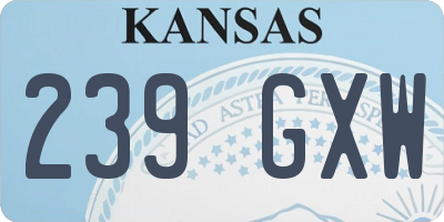 KS license plate 239GXW