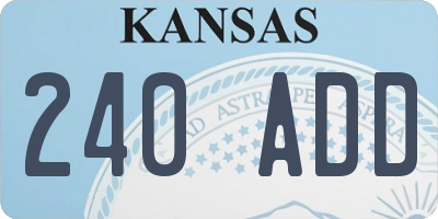 KS license plate 240ADD