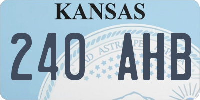 KS license plate 240AHB