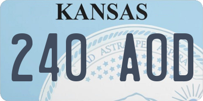 KS license plate 240AOD