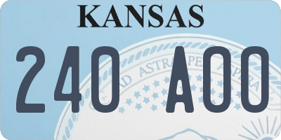 KS license plate 240AOO