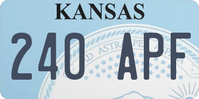 KS license plate 240APF