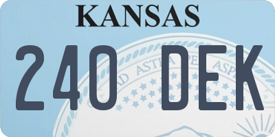 KS license plate 240DEK