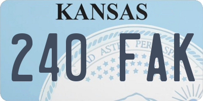 KS license plate 240FAK