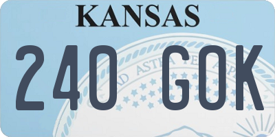 KS license plate 240GOK