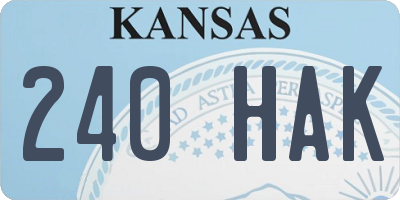 KS license plate 240HAK