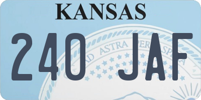 KS license plate 240JAF