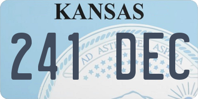 KS license plate 241DEC